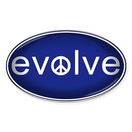 CafePress Evolve with Peace Oval Car Bumper Sticker
