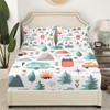 Kids Camper Theme Bed Sheets Set Full 4Pcs, Happy Camping