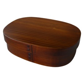 J-kitchens Magewappa Lunch Box, Wooden, Extra Large, Single Tier, Lacquer, 8.7 x 6.3 x 2.4 inches (22 x 16 x 6 cm), 47.2 fl oz (1,200 ml)