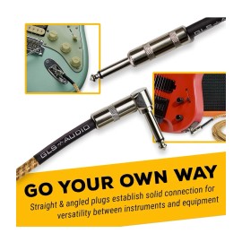 GLS Audio (5) GLS Audio 15 ft Instrument Cable, Yellow/Brown Tweed Cloth 1/4" to 1/4" NIP