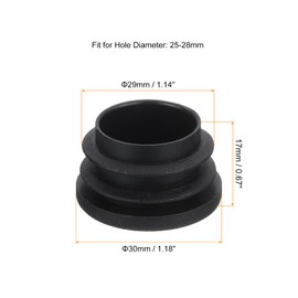 sourcing map 18 Pcs Round Plastic Plug, Black Tubing End Cap Plugs, 30mm(1.18 Inch) Furniture Leg Pipe Insert, Glide Protection for Chair, Sofa, Table, Shelf