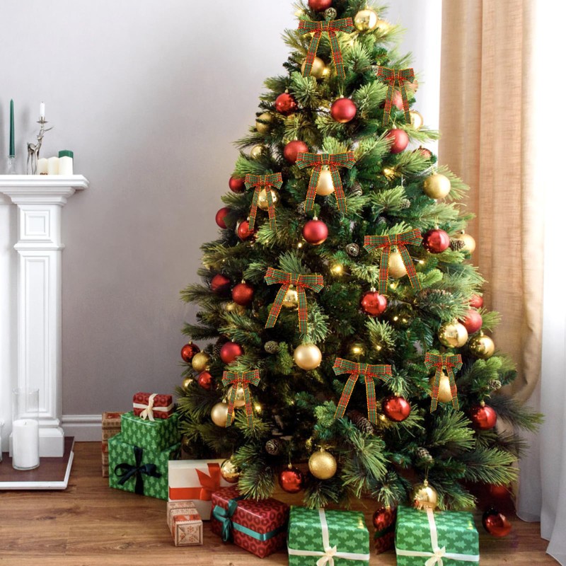 jijAcraft Christmas Ribbon, 10 mm Wide, Red and Green Christmas