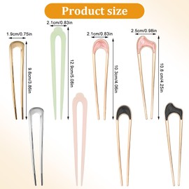 Tyqour 8Pcs Vintage French Hair Pins for Women, Resin U Shaped Hair Pins for Styling, Colorful French Pins for Thick Fine Hair Bun Forks Hairstyle Accessories