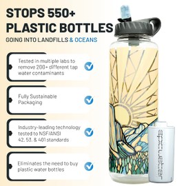 Epic Water Filters Nalgene OG Water Bottle with Filter, USA Made, BPA Free, Removes 99.99% Tap Water Contaminants, Forever Chemicals, Honnold Foundation Art, 48 oz