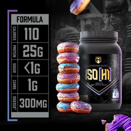 HOSSTILE ISO[H1] Grass Fed Whey Protein Isolate with Digestive Enzymes, Whey Protein Powder for Muscle Gain & Muscle Recovery, Post Workout Recovery Drink, Blueberry Donut, 30 Servings