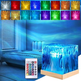 DAZZTIME LED Table Lamp Made of Crystal, Acrylic Diamond Bedside Lamp, LED Table Lamp Crystal, Wave Lamp Table Lamp, Polar Light Lamp, Colour Changing Night Light for Bedroom, Living Room