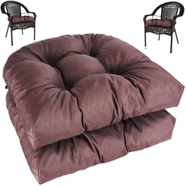 amberr Outdoor Chair Cushions Set of 2, Waterproof Outdoor Seat Cushions for Patio Furniture,Wicker Chair Cushions with Adjustable Straps (Walnut, 19" x 19"x 5"（2 Pack)