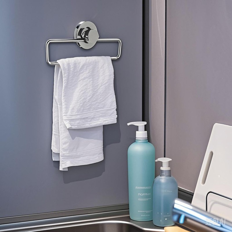 Poywaze Towel Ring, Strong Suction Cup, Stainless Steel, Lever Type,