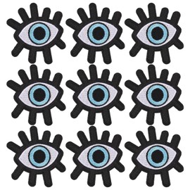 CHGCRAFT 9Pcs Lucky Evil Eye Iron On Patches Stick On Patch Costume Accessories Evil Eye Appliques for Jacket Jeans Quilt Backpack Black 2.95x2.6x0.06in