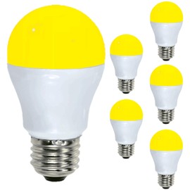 Diodesy- A15 LED Yellow Light Bulb 5W 350 Lumen E26 Medium Screw Base for Party Decoration Holiday Lighting Small Light Bulb 120V White Finish Turns Yellow When Lit Pack of 6