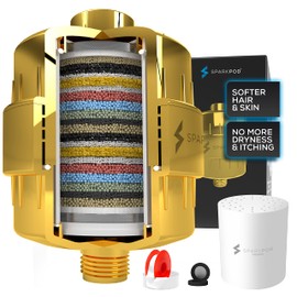 SparkPod- Cápsula de filtro de ducha de alto rendimiento - Adecuada para personas con piel y cuero cabelludo sensibles y secos, filtra el cloro y las impurezas | Instalación de 1 minuto