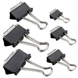 Binder Clips Paper Clamps 300 Pack Assorted Sizes (Black), Jumbo, Large, Medium, Small, Mini and Micro,6 Sizes for Office, School and Home