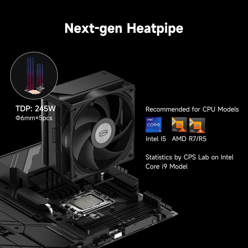 PCCOOLER CPU Air Cooler, 5×6mm Heat Pipes, 120mm ARGB Fan,