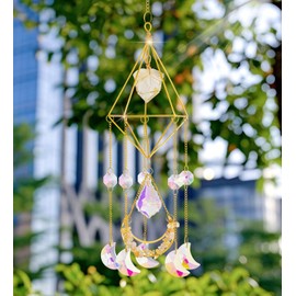 AWARDSEN Sun Catchers Natural Citrine Crystal Wind Chimes for Windows Hanging Ornament Outdoor Indoor Car Garden Party