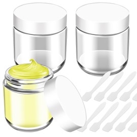MotBach MotBach 3 Pack 4oz Glass Jars with Lids, 4ounce Small Glass Containers with Lids and Inner Liners, 120ml Clear Round Jars Travel Toiletries with Spatula for Makeup Cosmetic Salve LipBalm Cream Lotion