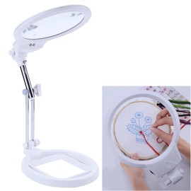 NZQXJXZ Large Magnifier Folding & Hand held 2LED Light Lamp Jumbo 5.5 Inch Lens - Best Hands Free Magnifying Glass for Reading and Jewelry Design etc