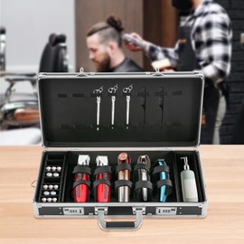 Felievy Barber Travel Case, Portable Barber Cases Organizer Clipper Case for Clippers and Supplies, Clipper Case for Barbers Stylists, 21.5x10.5x4.3 (Silver)