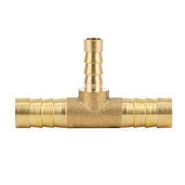 Yoebor Brass Reducing Hose Barb Splice T-Fitting, Reducer Tee Union Mender Joiner, 16mm Barb x 8mm Barb x 16mm Barb, 5/8" x 5/16" x 5/8" Hose ID (Pack of 2)