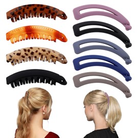 Pack of 9 Banana Hair Clips, KUAOOAUK 5 Inch Large Banana Claw Clips for Women Girls, Non-Slip Clincher Combs for Thick Thin Hair, Strong Holder Clip for Holding Ponytail Hair Accessories