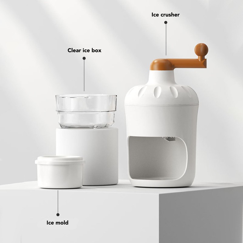 Portable Ice Crusher PP Manual Shaved Snow Cone Machine DIY