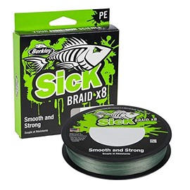 Berkley Sick Braid - 8 Strands Braided Fishing Line, Super Smooth 8 carrier Multifilament PE Braid Predator Fishing Lines 150/300m For Freshwater and Saltwater Sea Fishing, Unisex, Moss Green