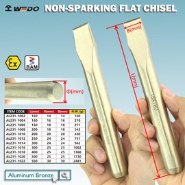 WEDO Non-Sparking Cold Chisel,Aluminum Bronze Flat Chisel,Blade 24mm,Wood Chisel,Length 250mm,DIN Standard, BAM & FM Certificate