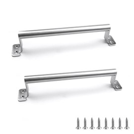 0XBIT Sliding Door Handle, Pack of 2 Silver Barn Door Handle, Sliding Door Handle with Thickened Base, Furniture Handles Stainless Steel for Cabinet Doors, Barn Doors, Sliding Doors, Garden Doors and