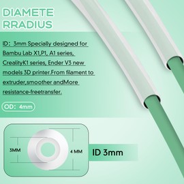 PTFE Teflon tubing 16.5ft 5m with Cutter & Connect, 3mm ID X 4mm OD 3D Printer Hose, Food Grade High Temperature Tube Pipe for Most 1.75mm Filament PLA ABS 3D Printer(Translucent)