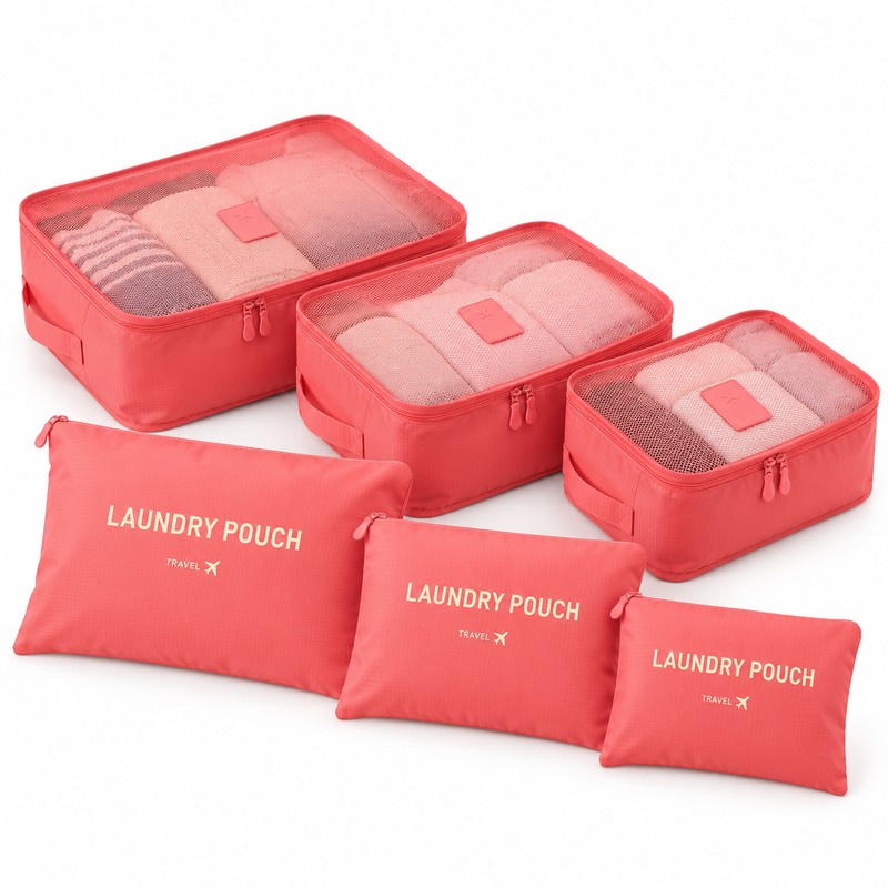 6-Piece Travel Packing Cubes for Luggage Organization – Waterproof Zippered