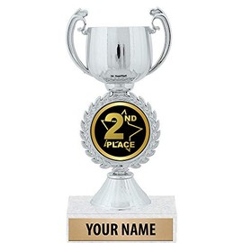 6.5" Silver 2nd Place Trophies, Custom Chaplet Cup 2nd Place Trophy Award