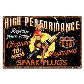 30 X 20 Plasma Metal Sign Girl Spark Plug