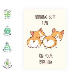 Central 23 Humorous Birthday Cards - Corgi Birthday Cards Funny - For Men Women Him Her Mum Dad Brother Sister - Comes With Fun Stickers