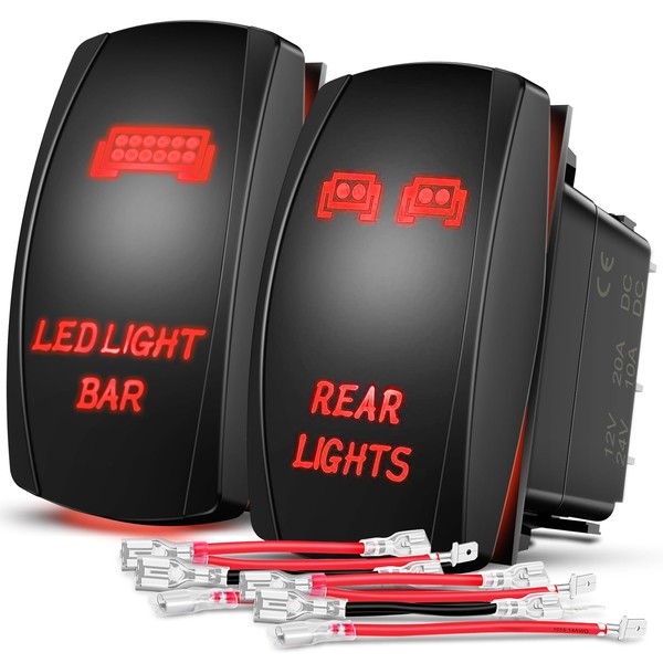 Nilight 2 Pack Rear Lights Rocker Switch Led Light Bar