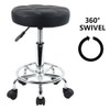 KKTONER Round Rolling Stool Chair PU Leather Height Adjustable Swivel
