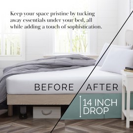 Southshore Fine Living, Inc. Queen Size Bed Skirt, 14-Inch Drop Pleated Bed Skirt for Queen Mattress, Dust Ruffle for Queen Size Bed, Sky Blue