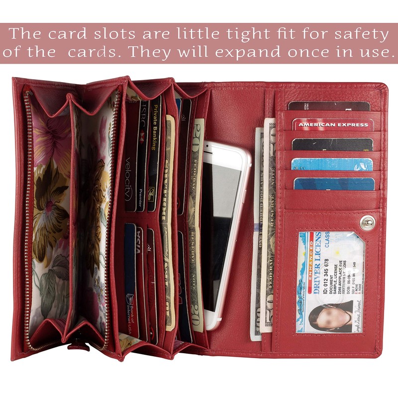 Mou Meraki Women RFID Blocking Genuine Leather Bifold Wallet-Clutch For