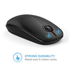 VssoPlor Wireless Mouse, 2.4G Slim Portable Computer Laptop Mouse with Nano Receiver Quiet Silent Optical Mice for Notebook, PC, Laptop, Computer-Black
