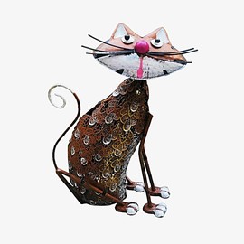 Threestar 16" Brown Cat with Light Garden Statue Outdoor Decor