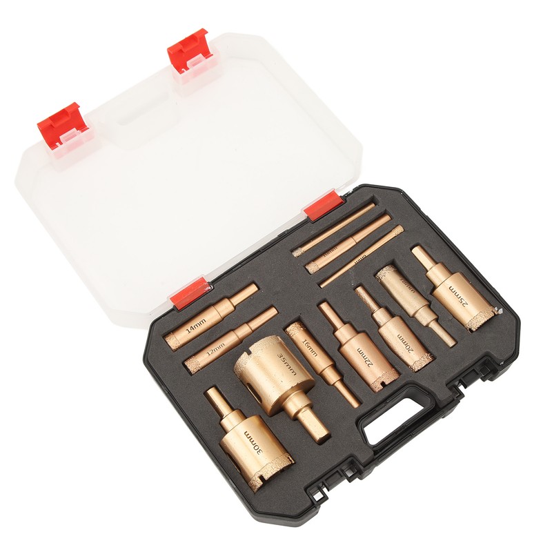 12Pcs Brazed Hole Drill Bit Hole Saw Dry Wet Cut