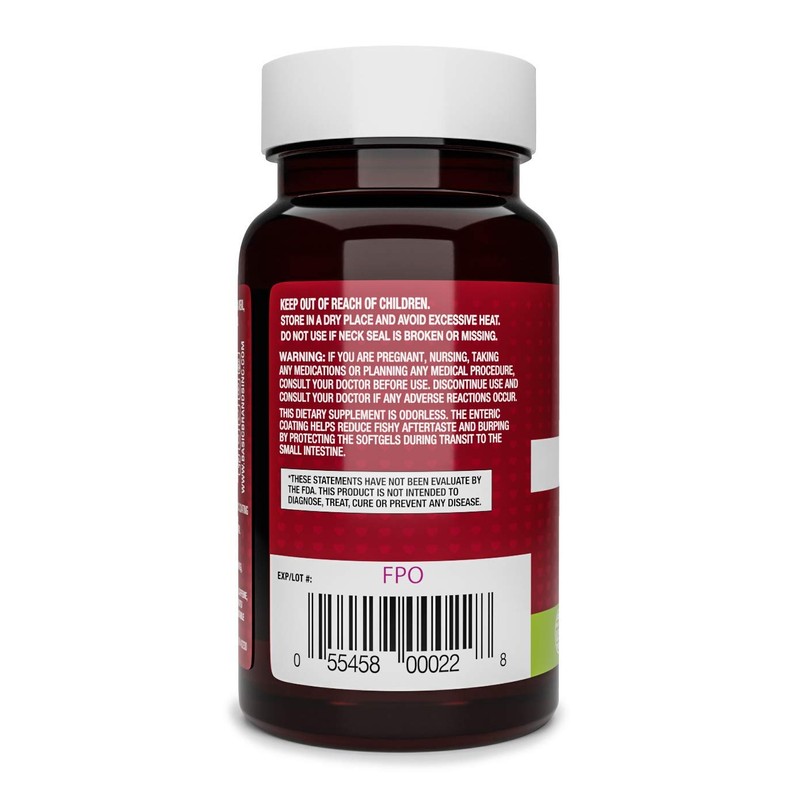 Basic Brands Smart Heart Odorless Omega-3 Fish Oil, Burp-Less, No