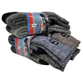 Different Touch 6 Pairs Pack Men's Heavy Weight Outdoor Merino Wool Hiking Winter Thermal Boot Socks (10-13, Assorted)