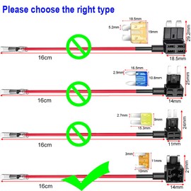 Kiligen 8pcs 12V-24V Mini Low Profile Flat Fuse Holder Extra Wiring Power Removal Flat Fuse + 6 Mini Free Fuses + 8 Wire Connectors + 8 Plastic Caps