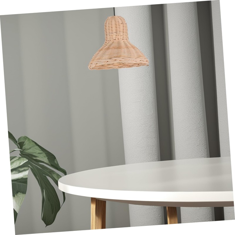 ORFOFE Vintage Rattan Lampshade Boho Style Bedside Lamp Handwoven Wicker