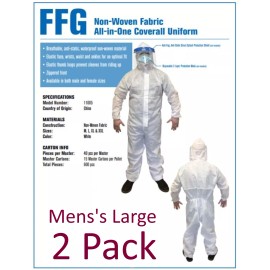 Dura-Block 11007 Large Disposable White Coverall with Hood - Paint Suit - 2 Pack