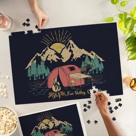 Lantern Press 1000 Piece Jigsaw Puzzle, Fun Valley, Colorado, Camping Scene