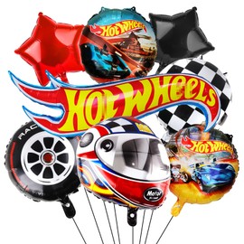 Luclay Hot Whels Birthday Decoration Boy Car Foil Balloons Car Party Decoration Party Supplies Car Rims Motorcycle Helmets Wheel Rims Racing Car Balloons Party Accessories for Children's Birthday Baby