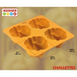 The Kosher Cook Silicone Braided Challah Mold - 4 Small Challettes - Oval - Gold