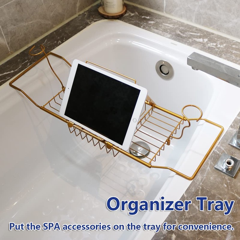 BESTHLS Bathtub Tray Caddy for Luxury Bath Expandable Extra Wide