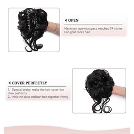 CINHOO Messy Bun Hair Clip on Hair Pieces for Women Dark Brown Messy Bun Hair Piece with Claw Clip Curly Wavy Hair Buns Tousled Updo Hair Buns Extensions Updo Hair Accessories(4#/Dark Brown)
