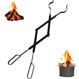 Heavy Duty 26'' Fireplace Fire Pit Campfire Firewood Tongs, Portable Log Grabbers, for Fireplaces, Fire Pits, Campfires, Wood Stoves, Camping, Bonfires, indoor/outdoor camping fireplace tool (Black)